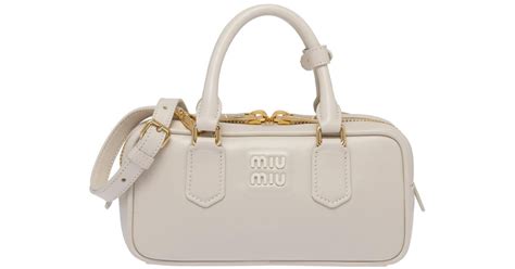 miu miu cowhide bag|Chalk White Arcadie Leather Bag .